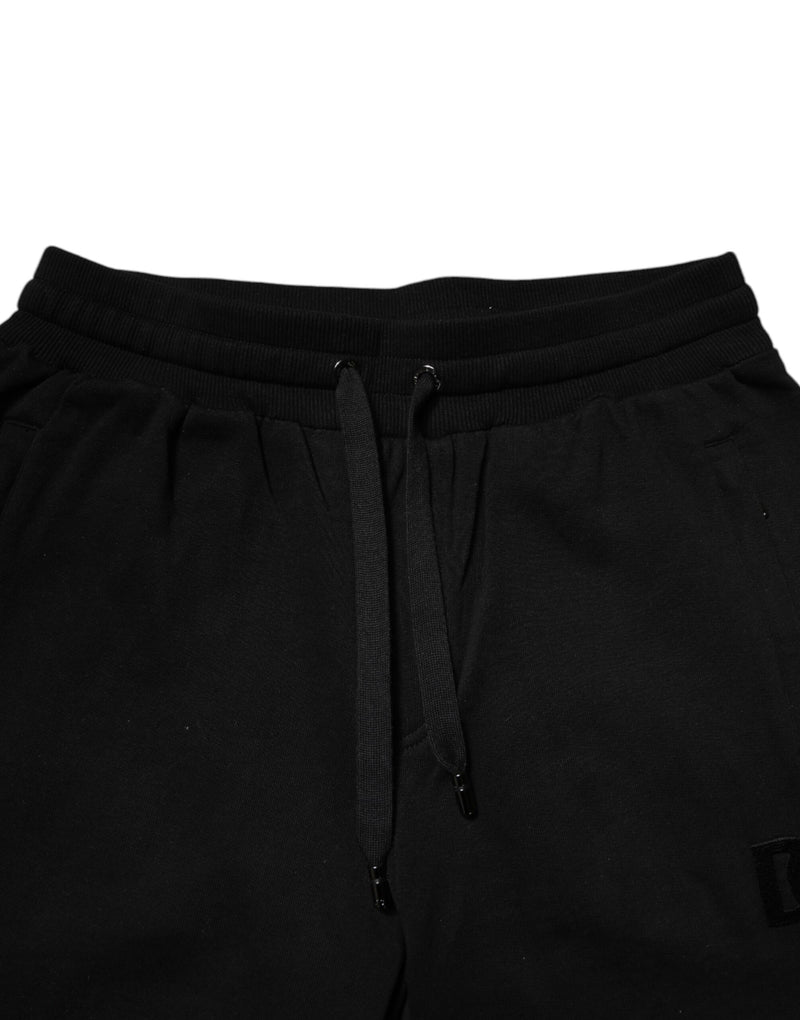Calça de moletom jogger de cintura média em algodão preto Dolce & Gabbana