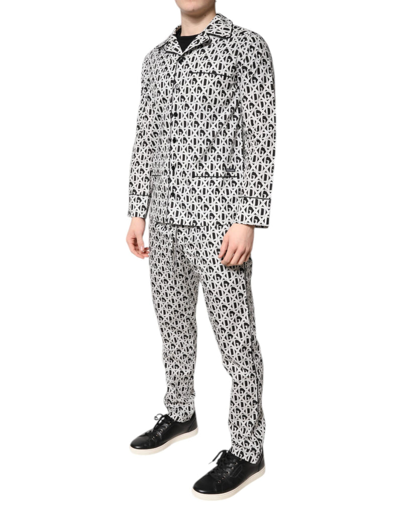 Ensemble de pyjama en coton noir et blanc à imprimé DG Dolce & Gabbana