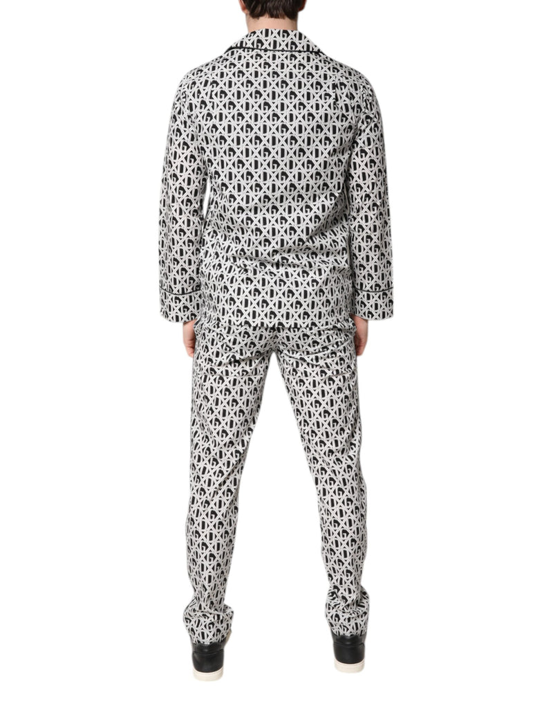 Ensemble de pyjama en coton noir et blanc à imprimé DG Dolce & Gabbana