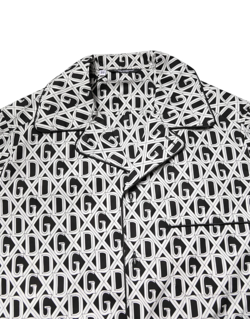 Ensemble de pyjama en coton noir et blanc à imprimé DG Dolce & Gabbana