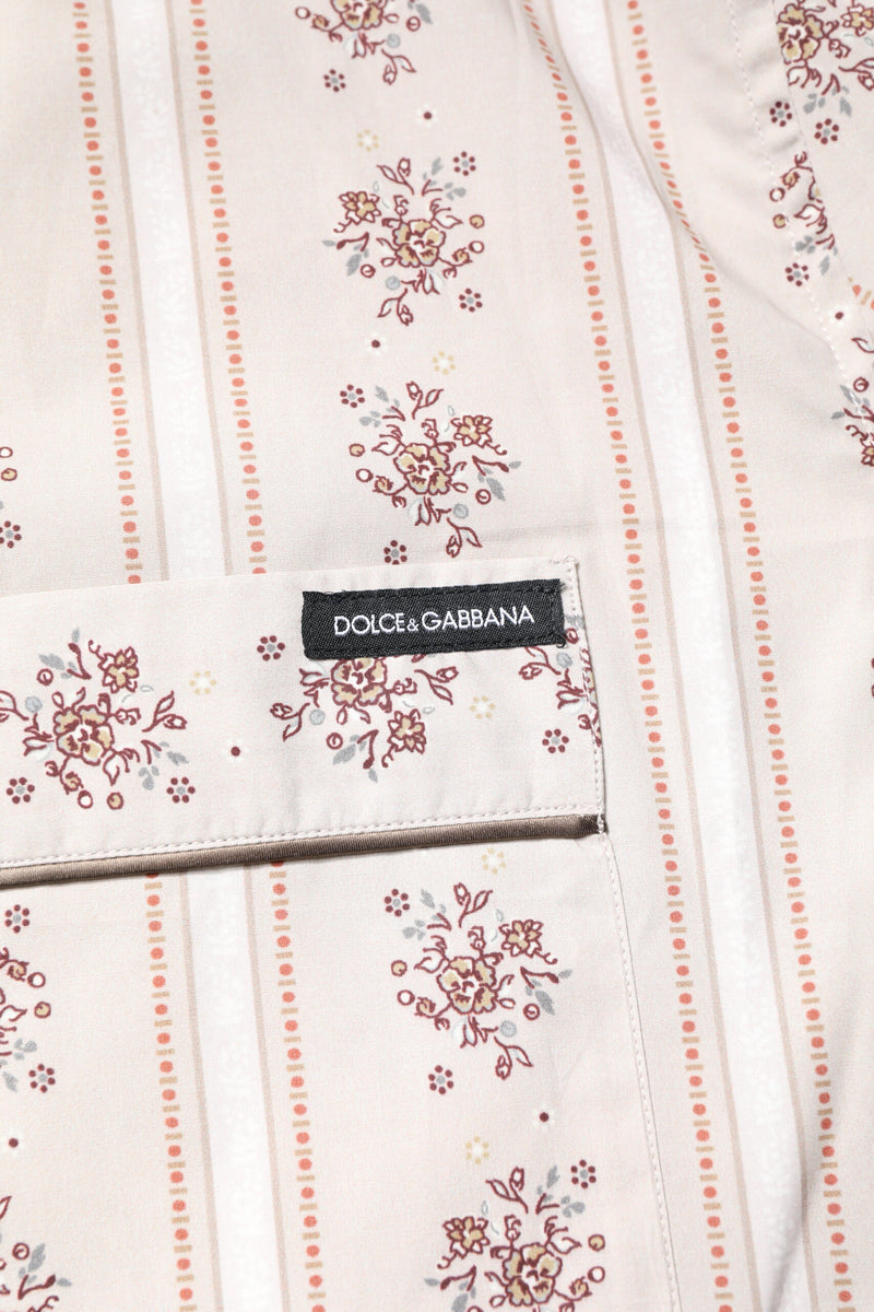 Ensemble de pyjama en coton beige à imprimé floral pour homme Dolce & Gabbana