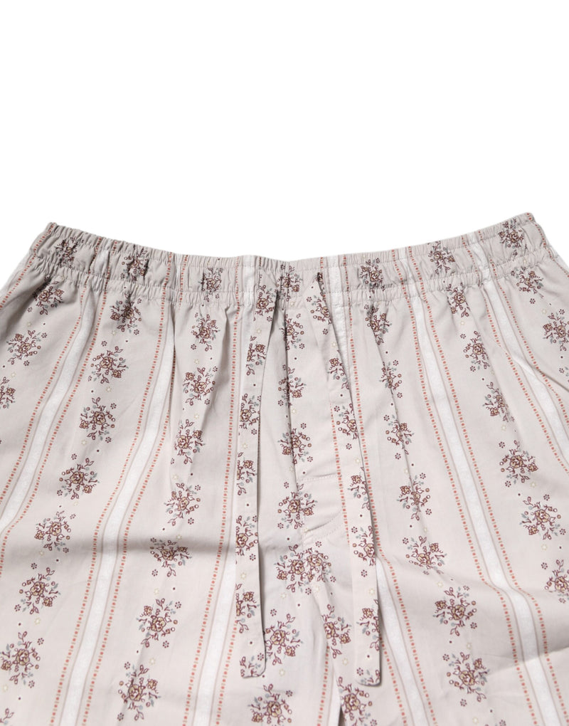 Ensemble de pyjama en coton beige à imprimé floral pour homme Dolce & Gabbana