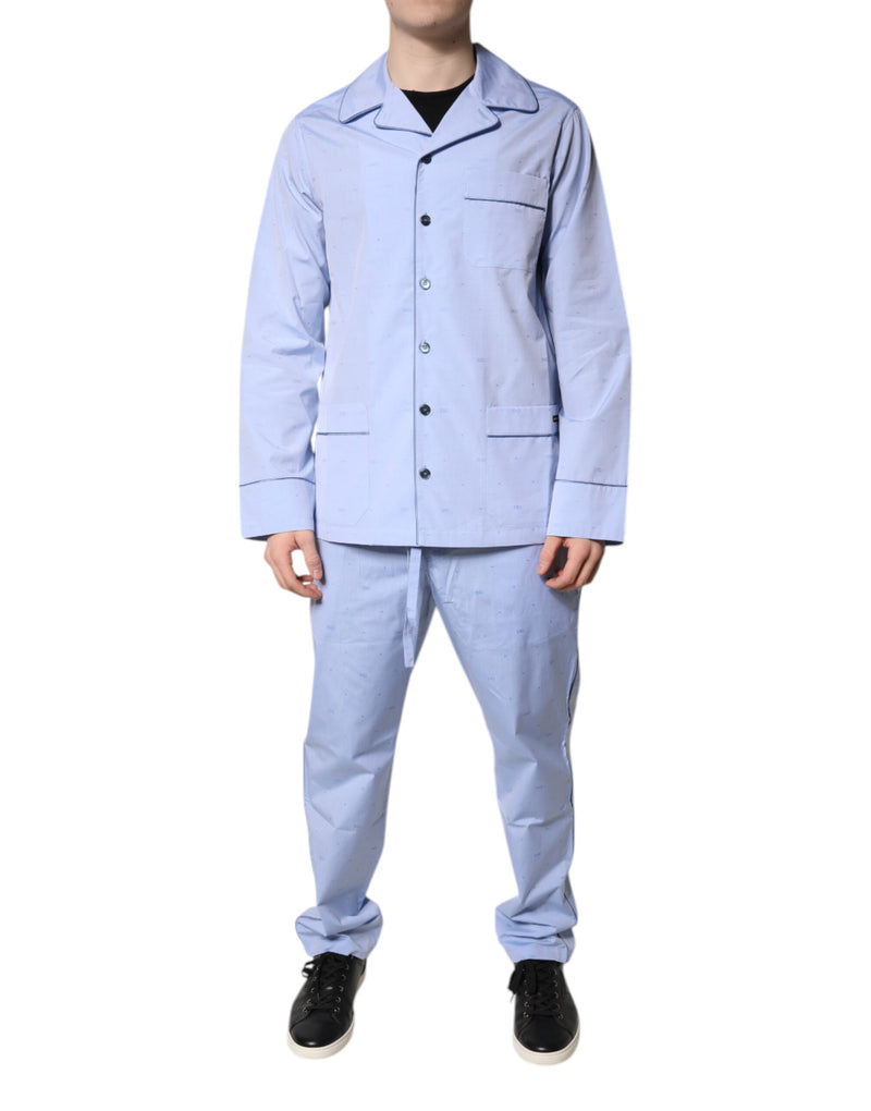 Ensemble de pyjama en coton bleu clair avec logo DG pour homme Dolce & Gabbana