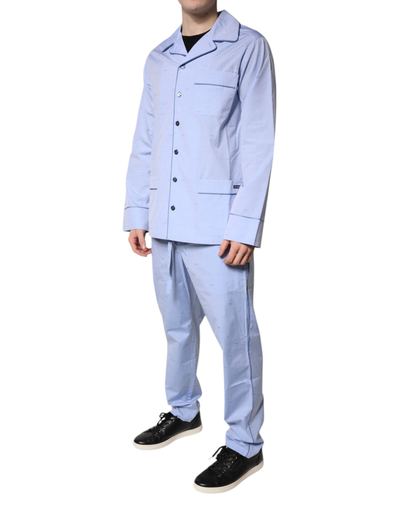 Ensemble de pyjama en coton bleu clair avec logo DG pour homme Dolce & Gabbana