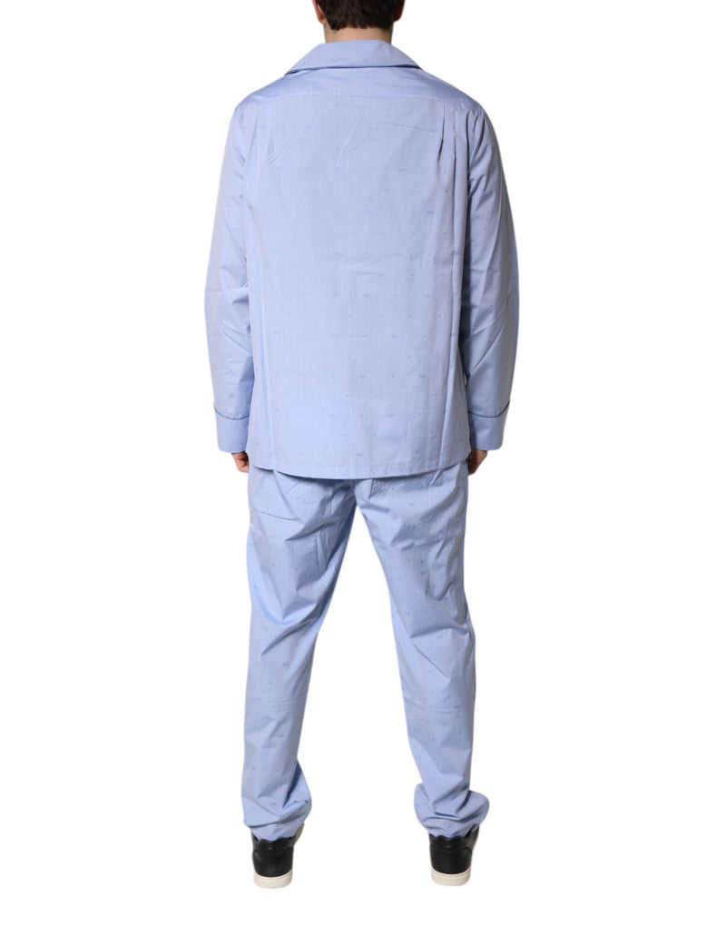 Ensemble de pyjama en coton bleu clair avec logo DG pour homme Dolce & Gabbana