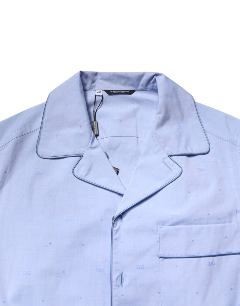 Ensemble de pyjama en coton bleu clair avec logo DG pour homme Dolce & Gabbana