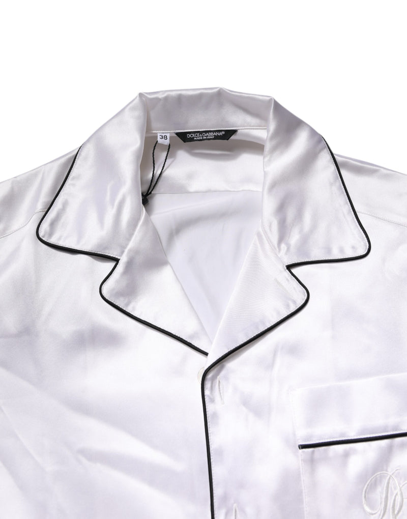 Dolce & Gabbana White Satin Silk Men Pajama Set Sleepwear