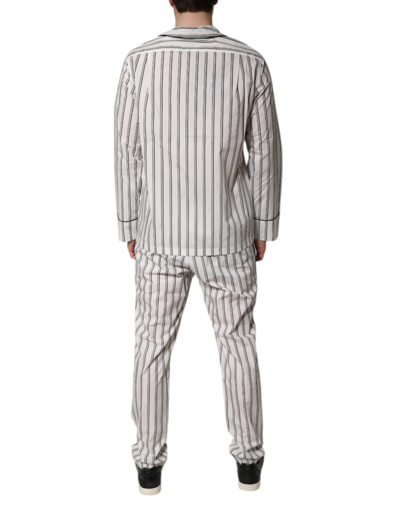 Ensemble de pyjama pour homme en coton blanc à rayures noires Dolce & Gabbana