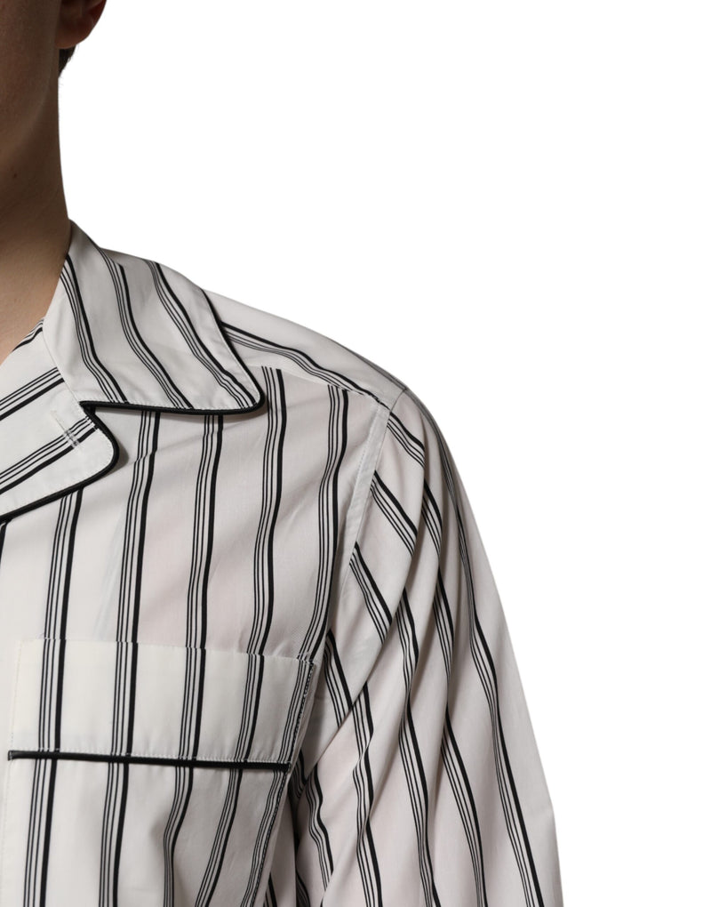 Ensemble de pyjama pour homme en coton blanc à rayures noires Dolce & Gabbana