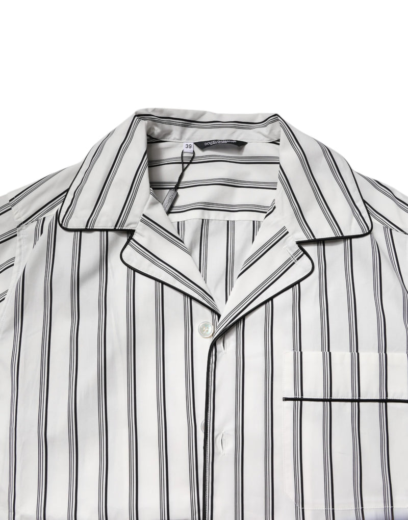 Ensemble de pyjama pour homme en coton blanc à rayures noires Dolce & Gabbana