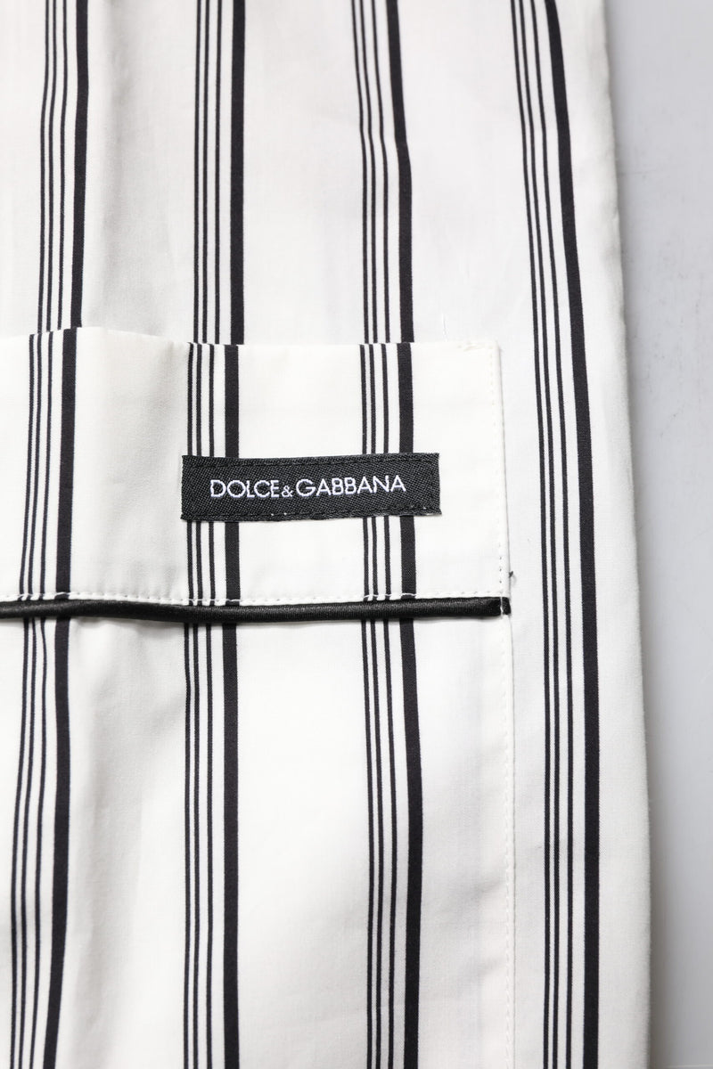 Ensemble de pyjama pour homme en coton blanc à rayures noires Dolce & Gabbana