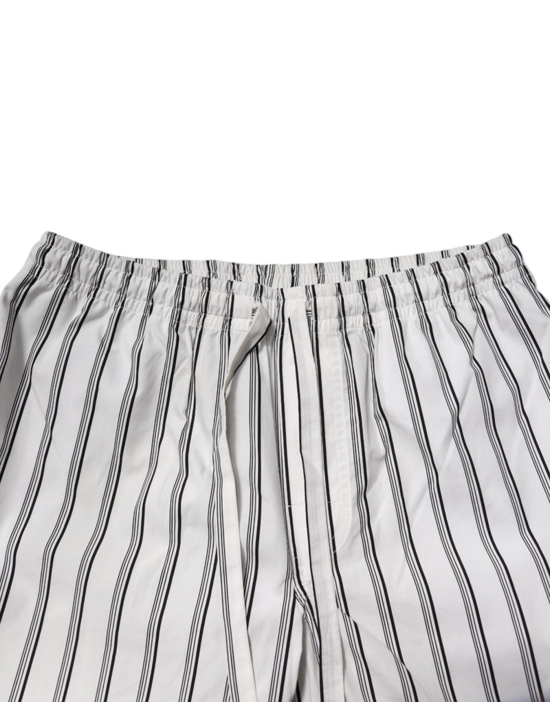 Ensemble de pyjama pour homme en coton blanc à rayures noires Dolce & Gabbana