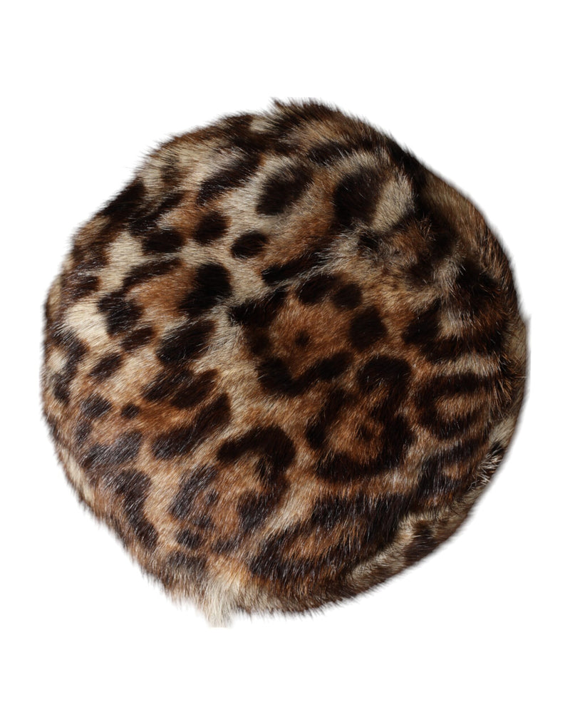 Cappello a secchiello Dolce & Gabbana da donna in ecopelliccia marrone con stampa leopardata