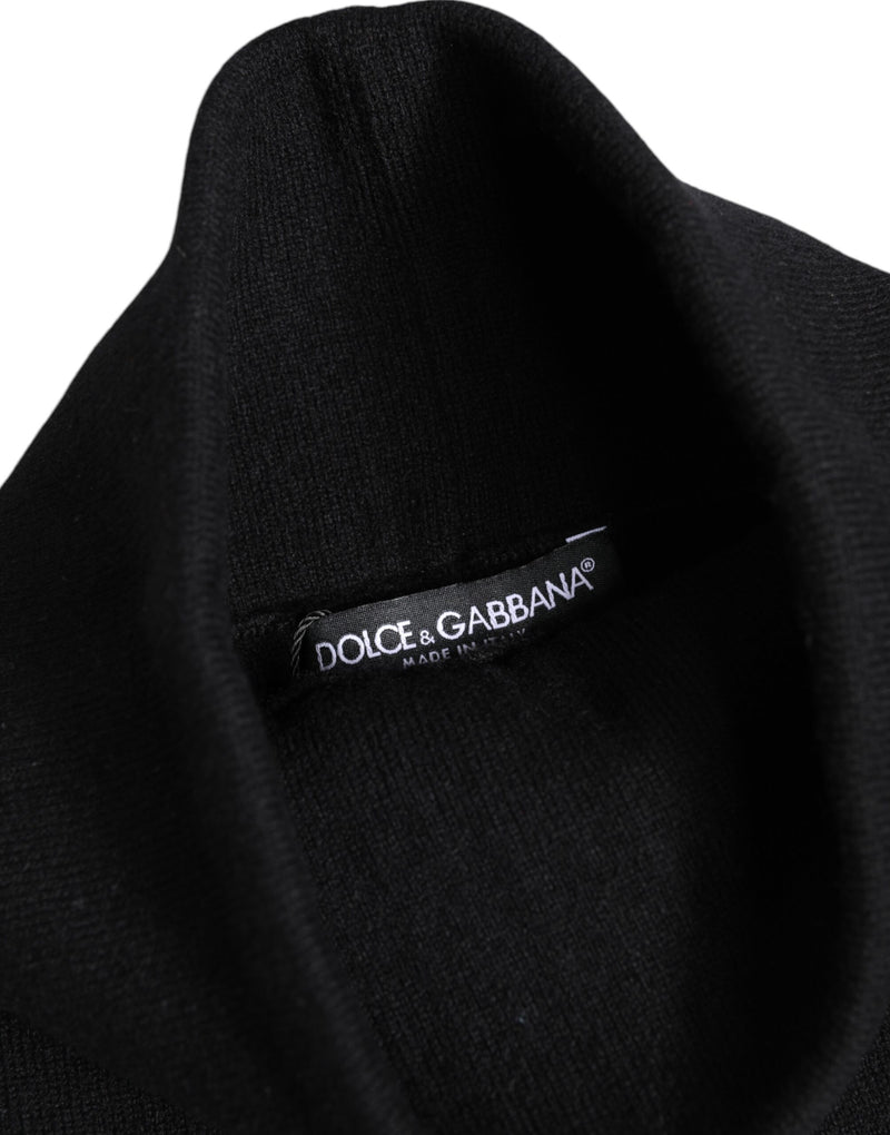 Foulard cache-cou noir en cachemire tricoté Dolce & Gabbana