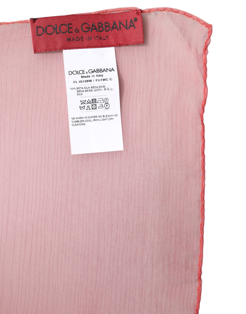 Xale-cachecol feminino retangular de seda rosa da Dolce & Gabbana