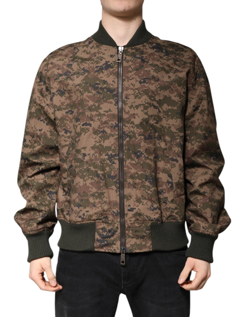 Veste bomber à fermeture zippée intégrale camouflage marron Dolce & Gabbana