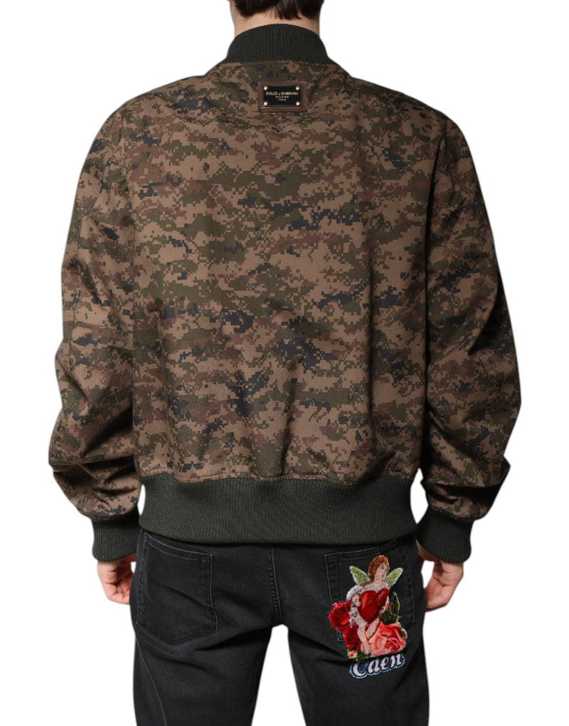 Veste bomber à fermeture zippée intégrale camouflage marron Dolce & Gabbana