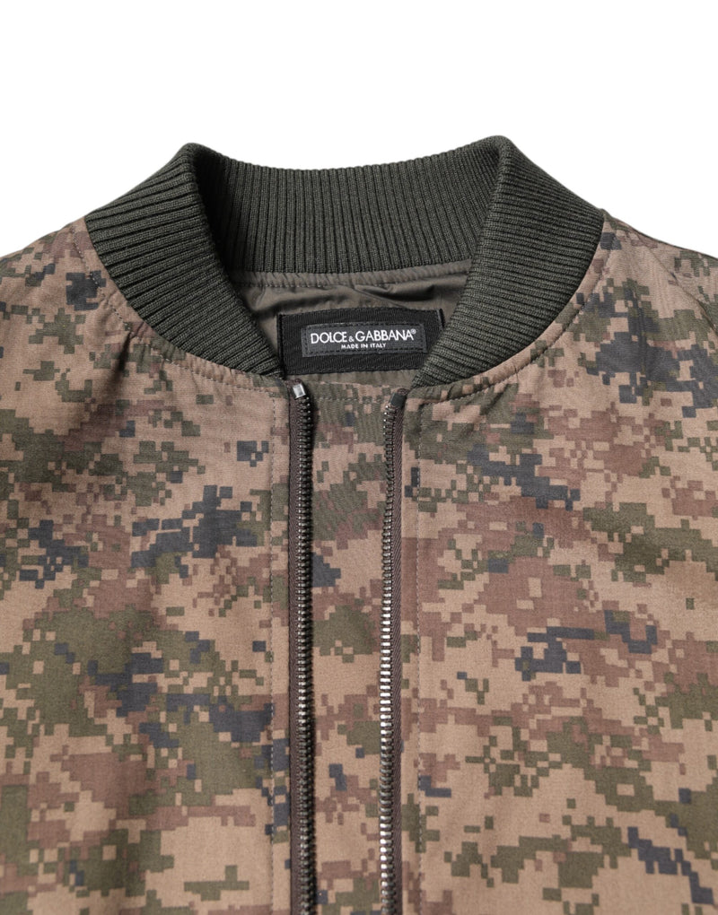Veste bomber à fermeture zippée intégrale camouflage marron Dolce & Gabbana