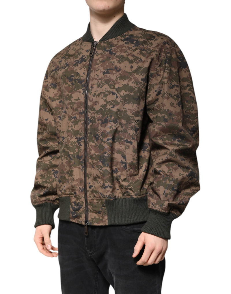 Veste bomber à fermeture zippée intégrale camouflage marron Dolce & Gabbana