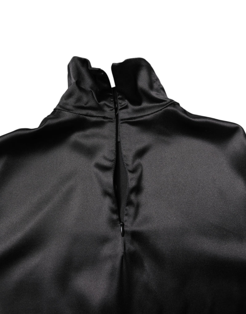 Dolce & Gabbana Black Silk Turtleneck Men Pullover Sweater