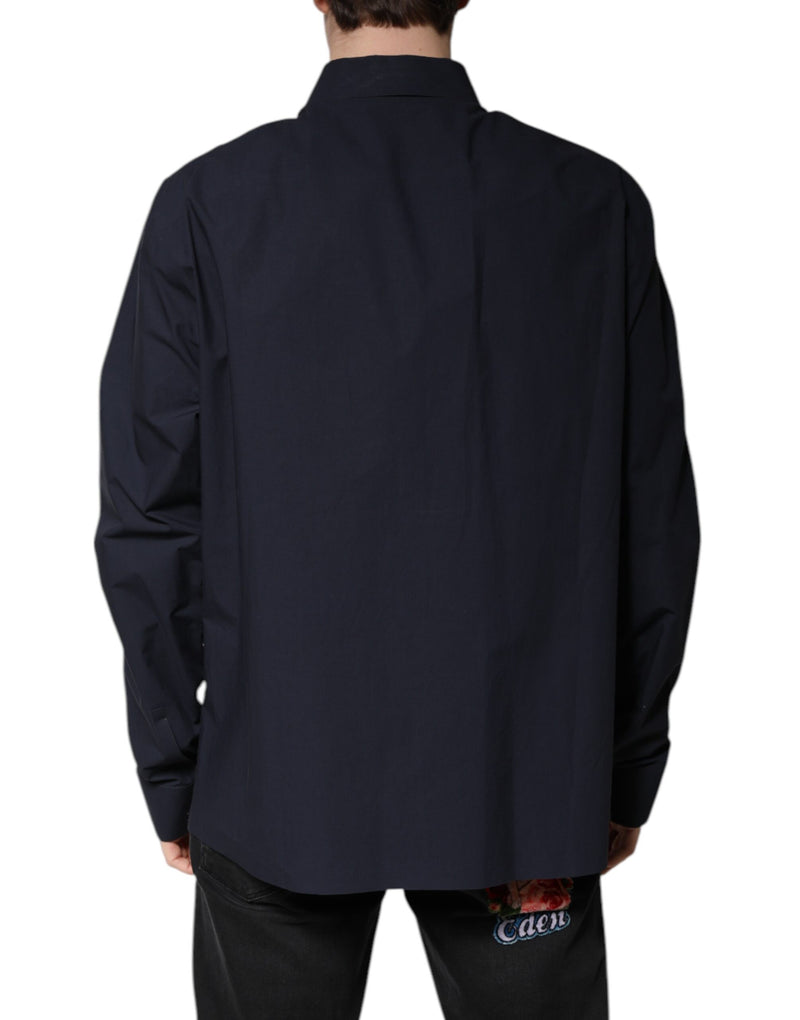 Camisa de manga larga de algodón azul oscuro de Dolce & Gabbana