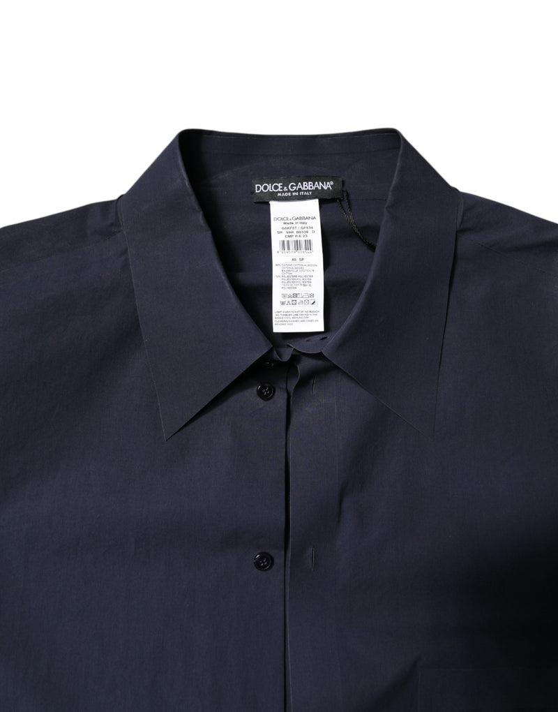 Camisa de manga larga de algodón azul oscuro de Dolce & Gabbana