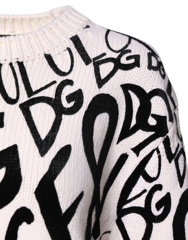 Pull pour femme à logo imprimé noir et blanc Dolce & Gabbana