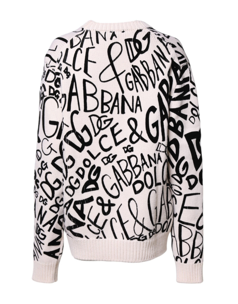Pull pour femme à logo imprimé noir et blanc Dolce & Gabbana