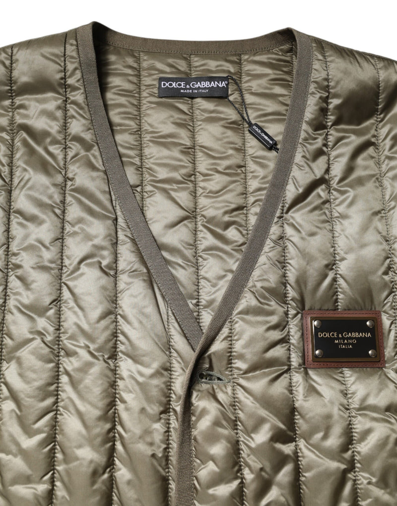 Colete acolchoado marrom Dolce & Gabbana com placa do logotipo