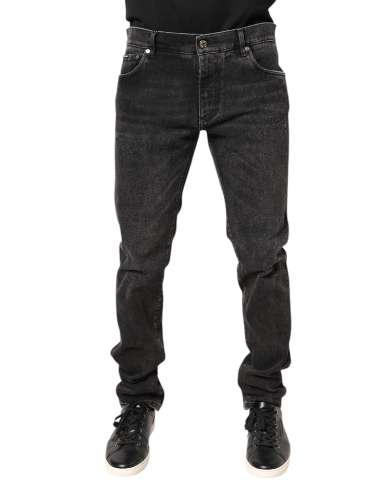 Dolce & Gabbana Gray Washed Cotton Skinny Denim Jeans