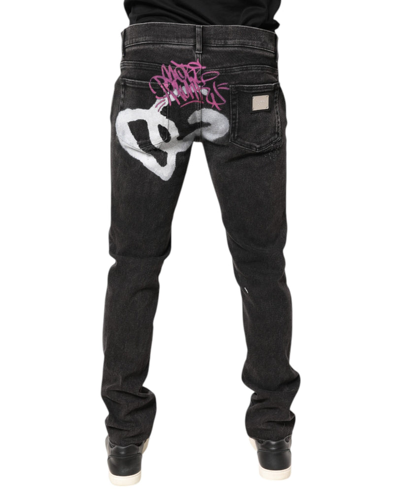 Dolce & Gabbana Gray Washed Cotton Skinny Denim Jeans