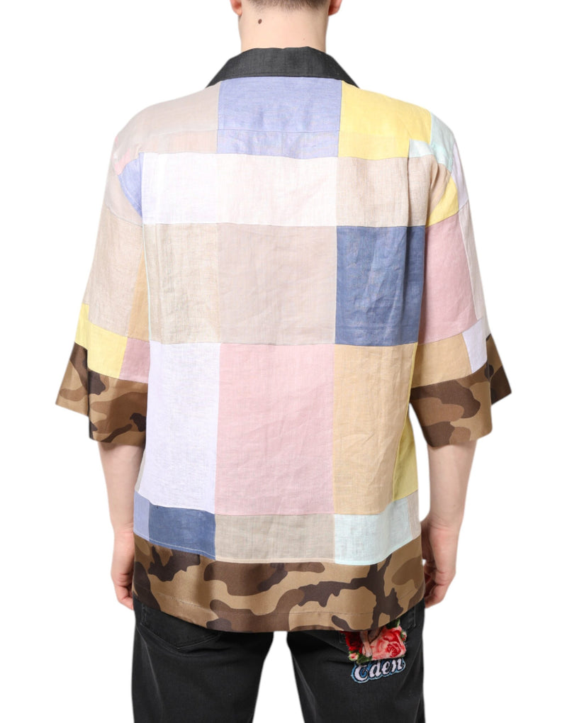 Camisa de manga curta em patchwork multicolorido Dolce & Gabbana