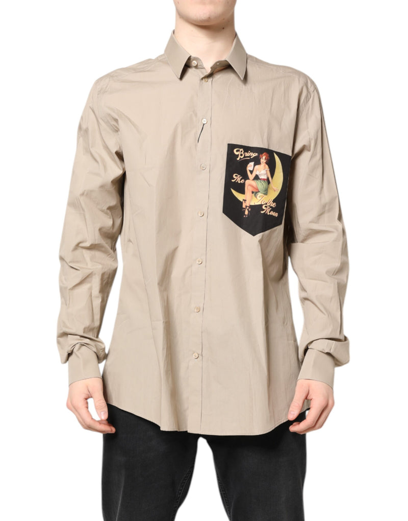 Camisa informal MARTINI para hombre de Dolce & Gabbana con estampado Pin Up en beige