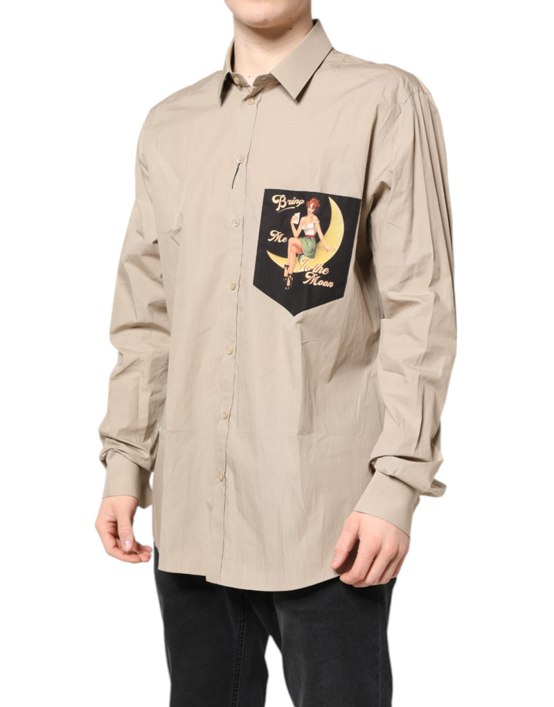 Camisa informal MARTINI para hombre de Dolce & Gabbana con estampado Pin Up en beige