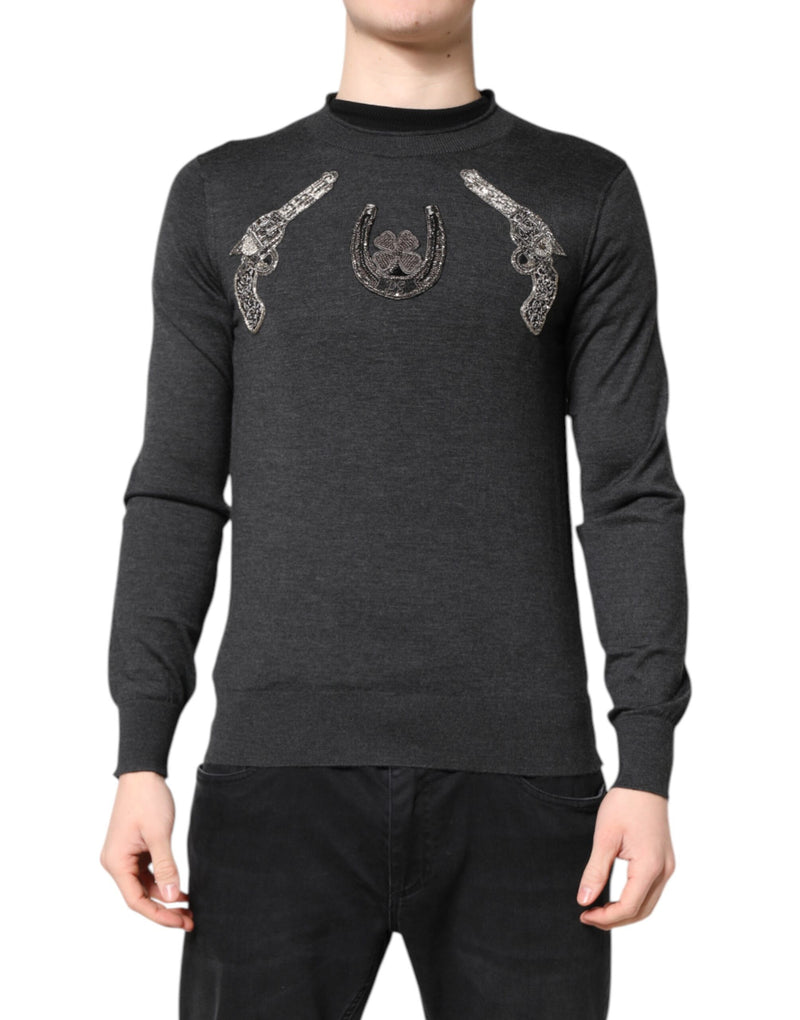 Jersey gris de punto con bordado para hombre de Dolce & Gabbana
