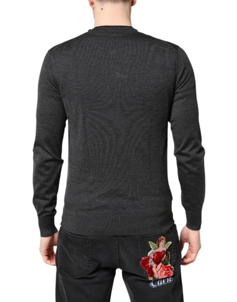 Jersey gris de punto con bordado para hombre de Dolce & Gabbana