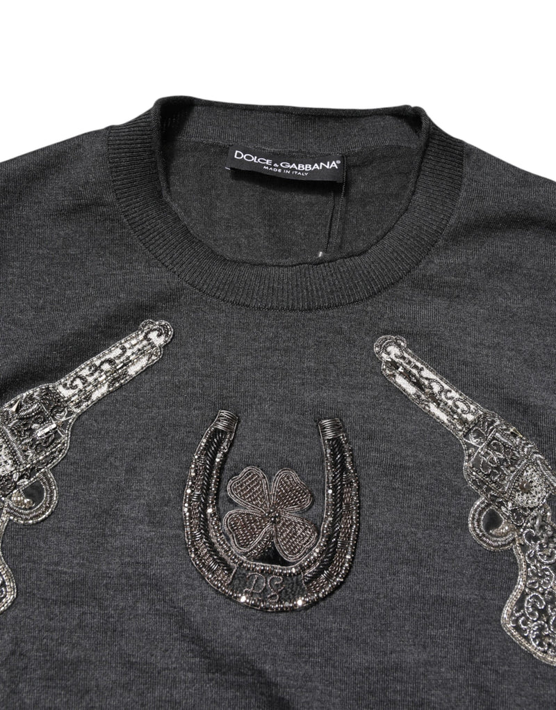 Jersey gris de punto con bordado para hombre de Dolce & Gabbana