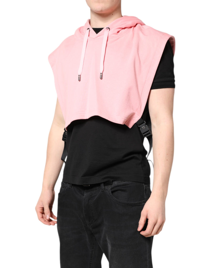 Suéter chaleco deportivo con capucha de algodón rosa para hombre de Dolce & Gabbana