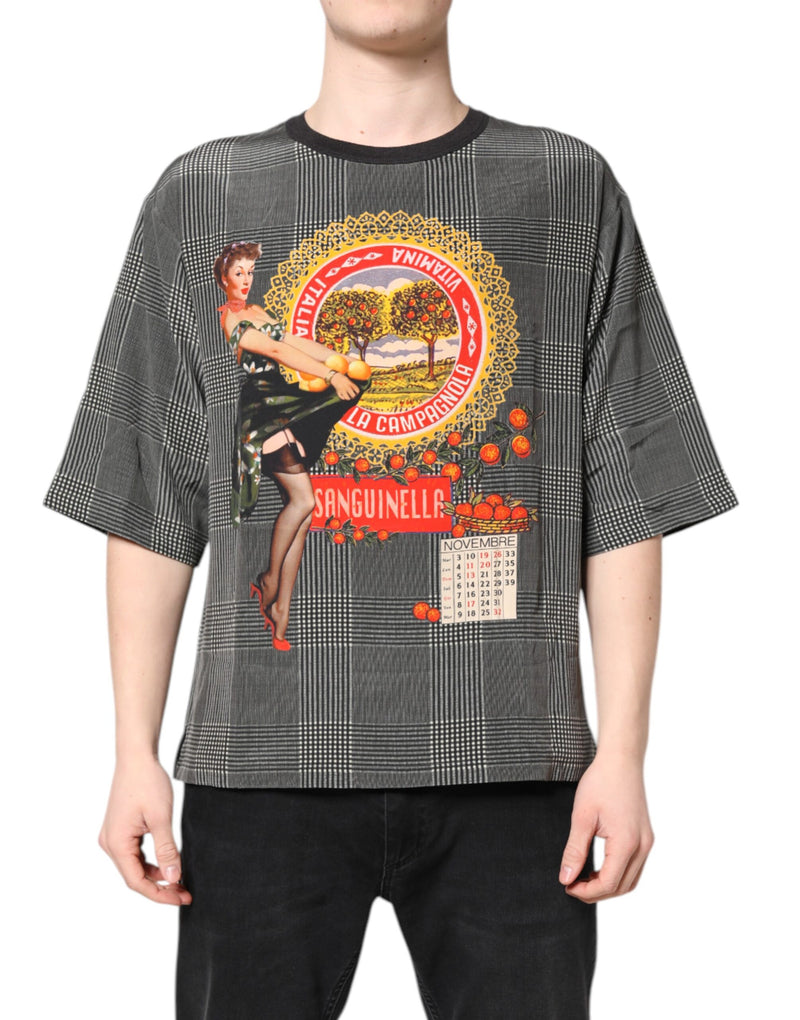 Camiseta blanca y negra de manga corta con estampado gráfico de Dolce & Gabbana