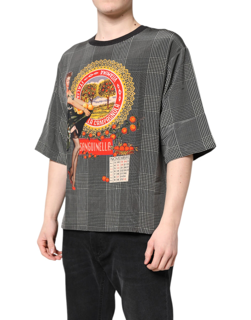 Camiseta blanca y negra de manga corta con estampado gráfico de Dolce & Gabbana