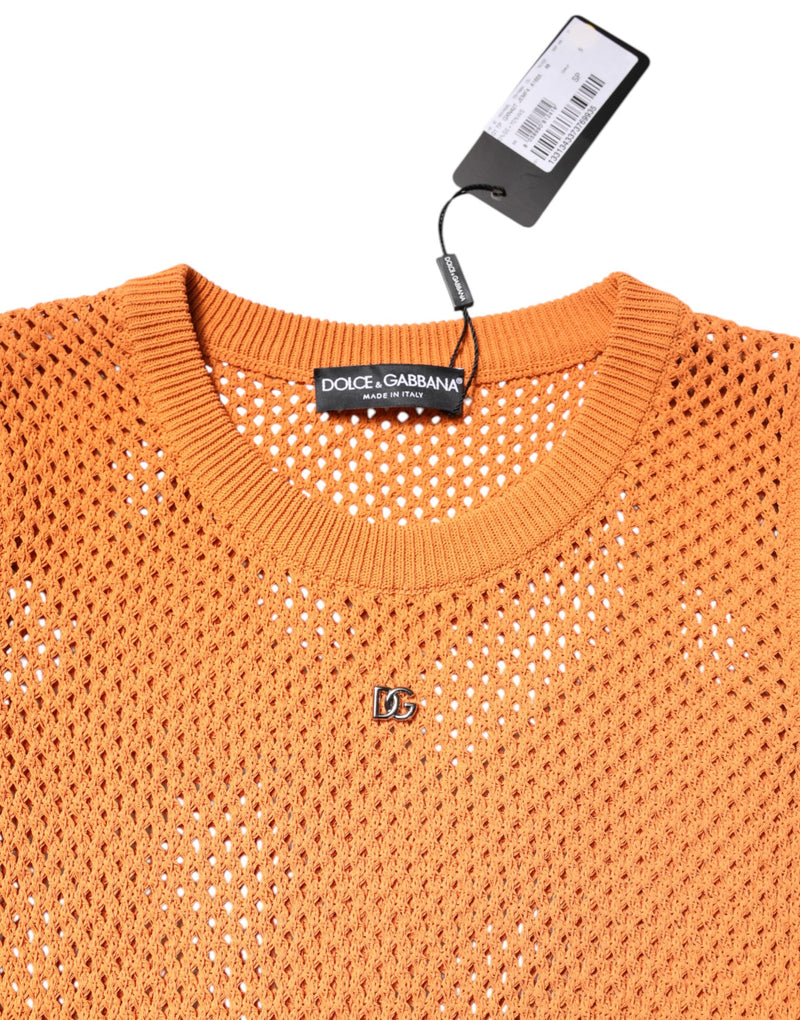 Camiseta sem mangas laranja de gola redonda em cashmere Dolce & Gabbana