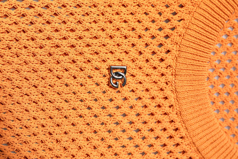 Camiseta sem mangas laranja de gola redonda em cashmere Dolce & Gabbana