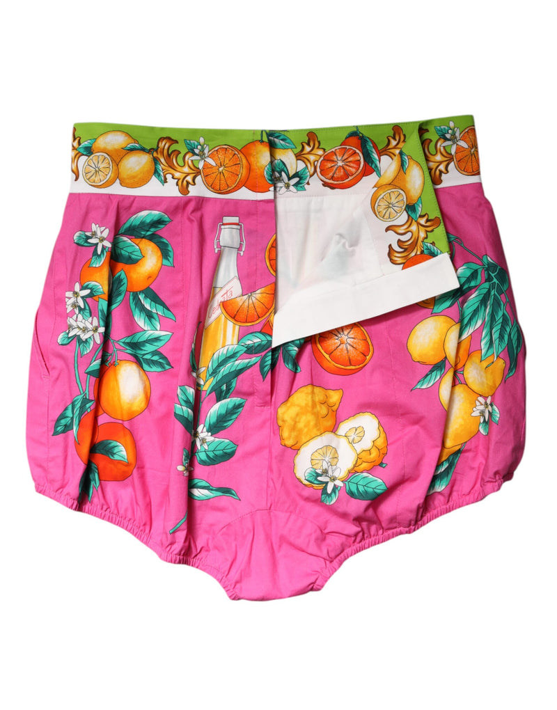 Short hot pants taille haute rose imprimé Dolce & Gabbana
