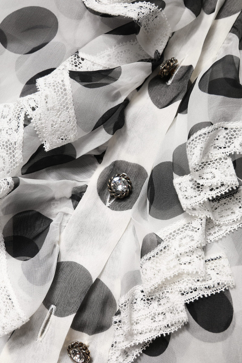 Haut sans manches en coton blanc à pois noirs Dolce & Gabbana