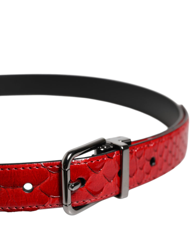 Dolce & Gabbana Cinturón de piel exótica roja con hebilla de metal de latón