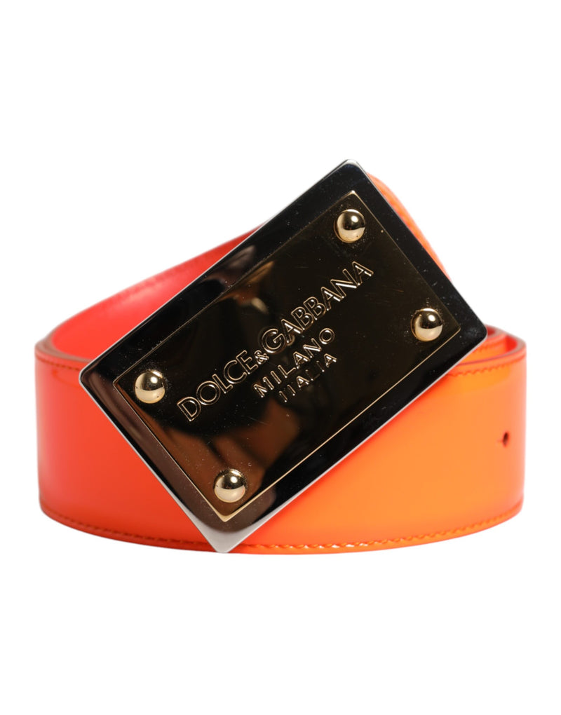 Ceinture orange avec boucle à logo en métal doré Dolce & Gabbana