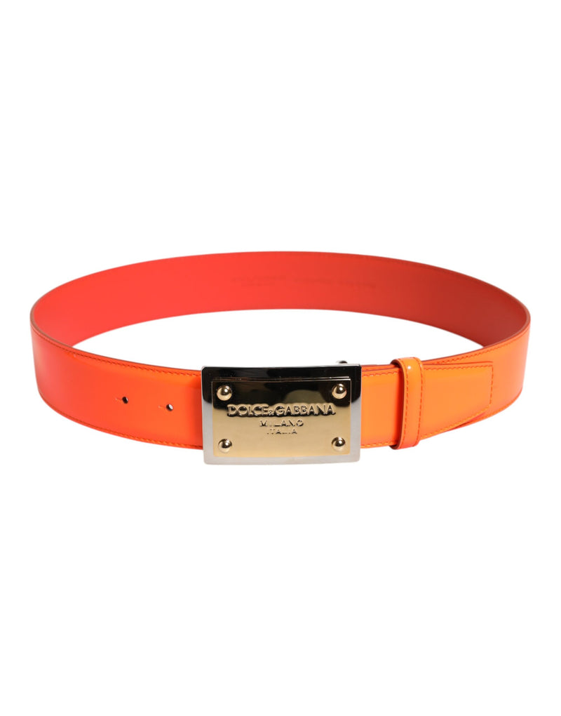 Ceinture orange avec boucle à logo en métal doré Dolce & Gabbana