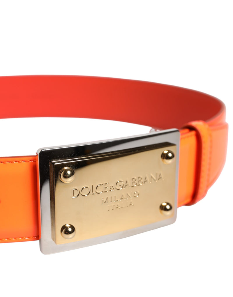 Ceinture orange avec boucle à logo en métal doré Dolce & Gabbana