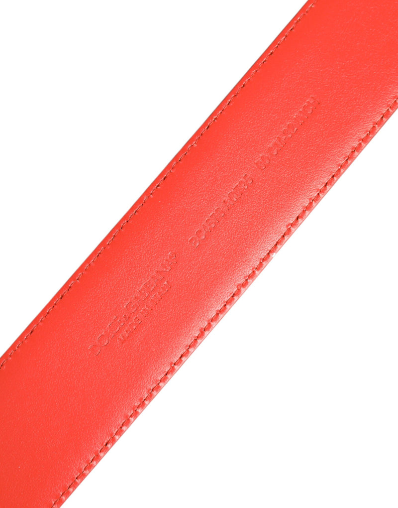 Ceinture orange avec boucle à logo en métal doré Dolce & Gabbana