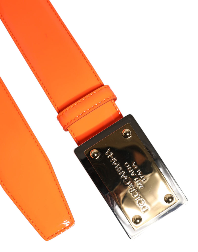 Ceinture orange avec boucle à logo en métal doré Dolce & Gabbana